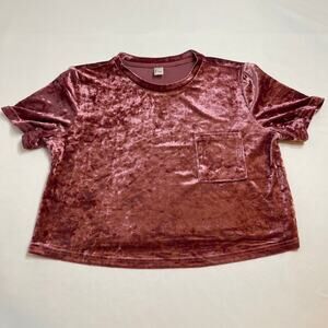 Pink velour crop top